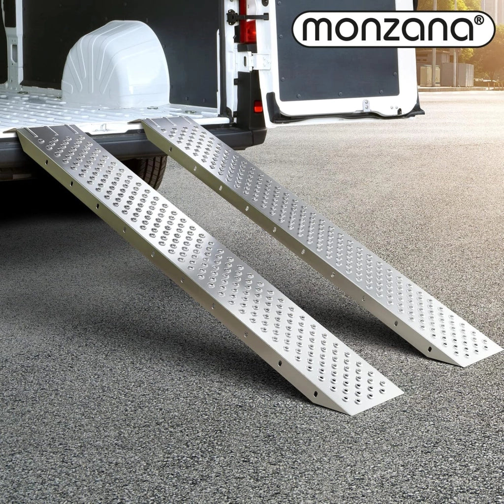 ® 2x Rampa di Carico Max. 400kg Acciaio Inox Zincato Galvanizzato Antiscivolo Pedane Trasporto Auto Moto Quad Scooter