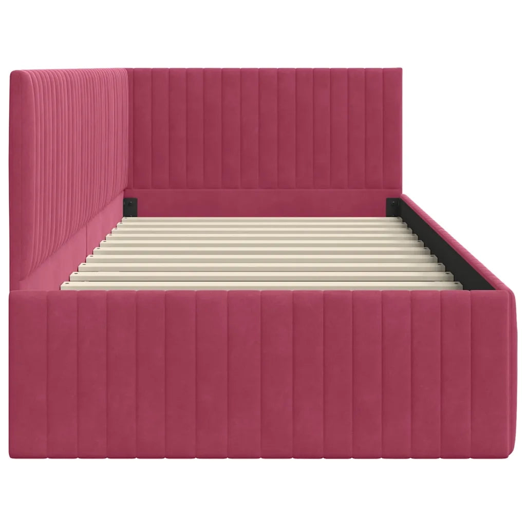Cornice del letto ad angolo Rosso Vino 90 cm x 190 cm Velluto 42016260