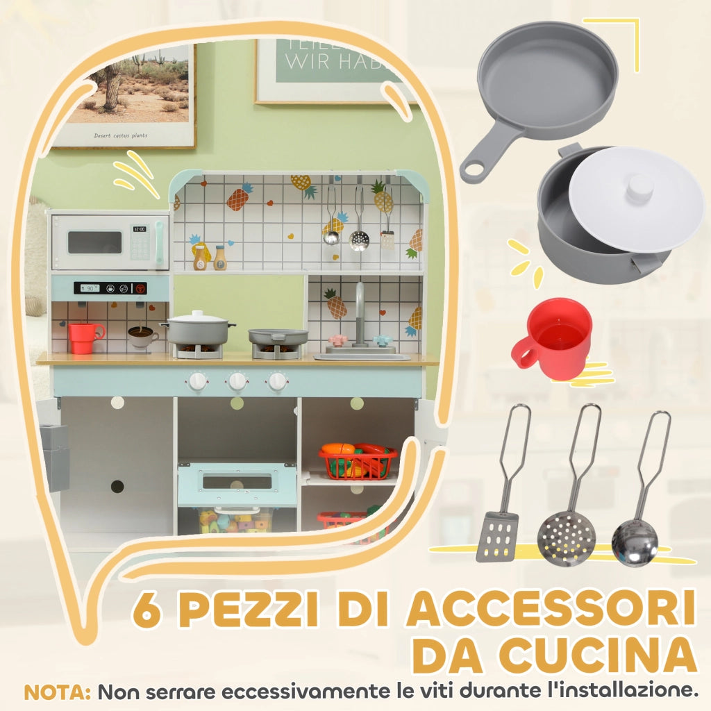 Cucina Giocattolo in Legno per Bambini 3+ Anni con Fornello e Macchina Caff¨¨, Bianco ¨C zephmum