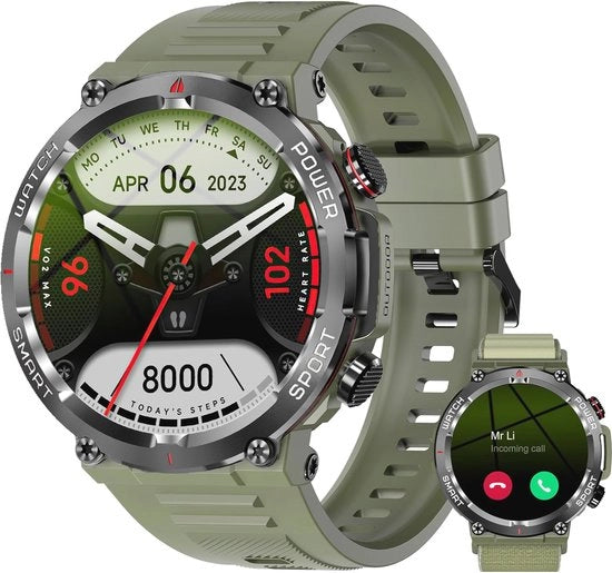 Smartwatch con display da 1,85 pollici, 100 modalità sportive, chiamate via Bluetooth, monitoraggio battito cardiaco e sonno, compatibile con Android e iOS