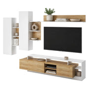 Mobile Soggiorno Kanapa, Parete Attrezzata Modulabile, Marrone Rovere