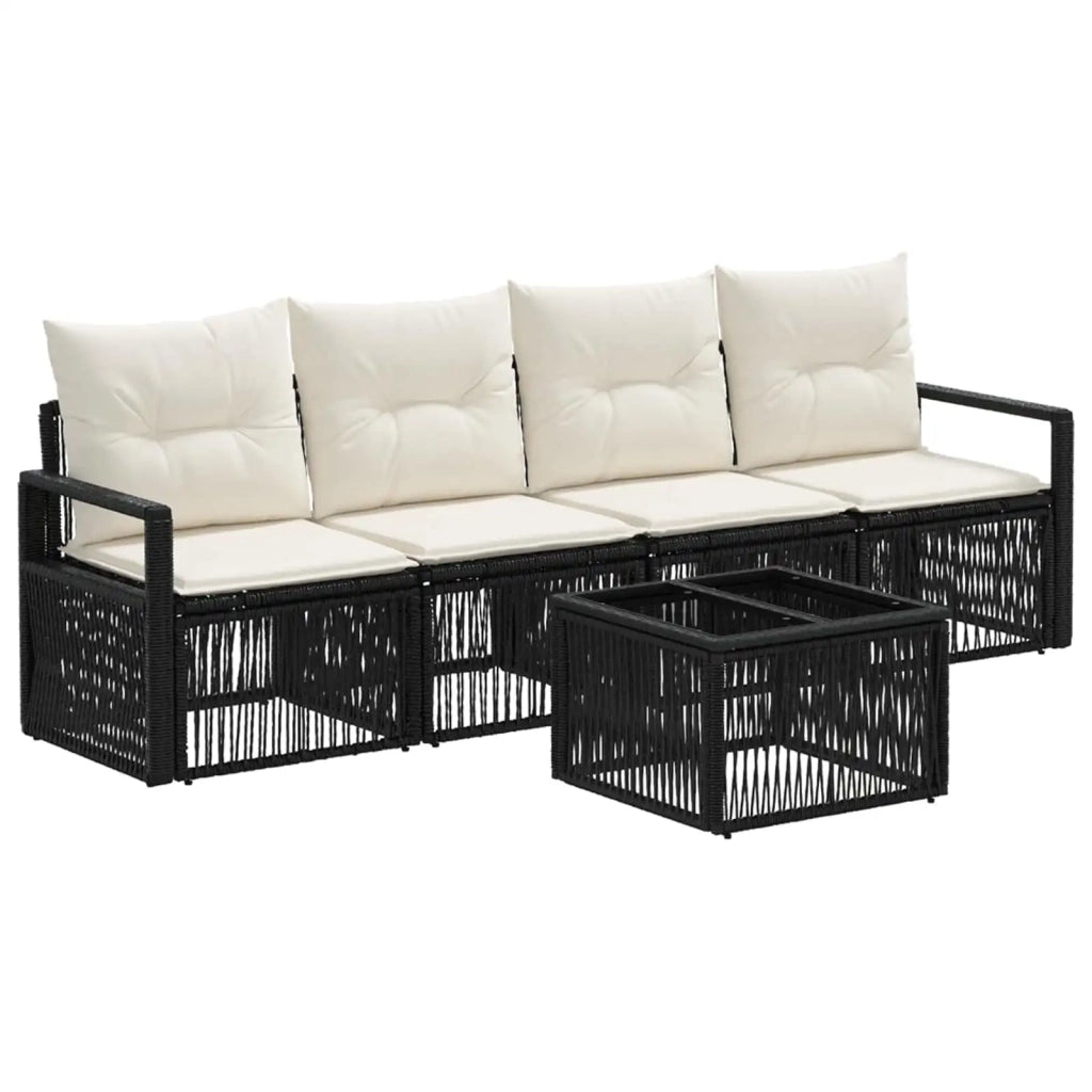 Set Divano da Giardino 5 pcs Nero polyrattan 3435637