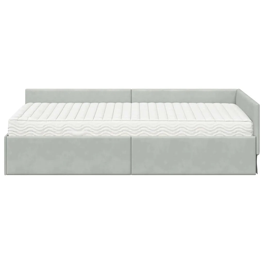 Letto singolo | Letto per adulti | Struttura Letto Angolare con Materasso 2 pcs Grigio chiaro