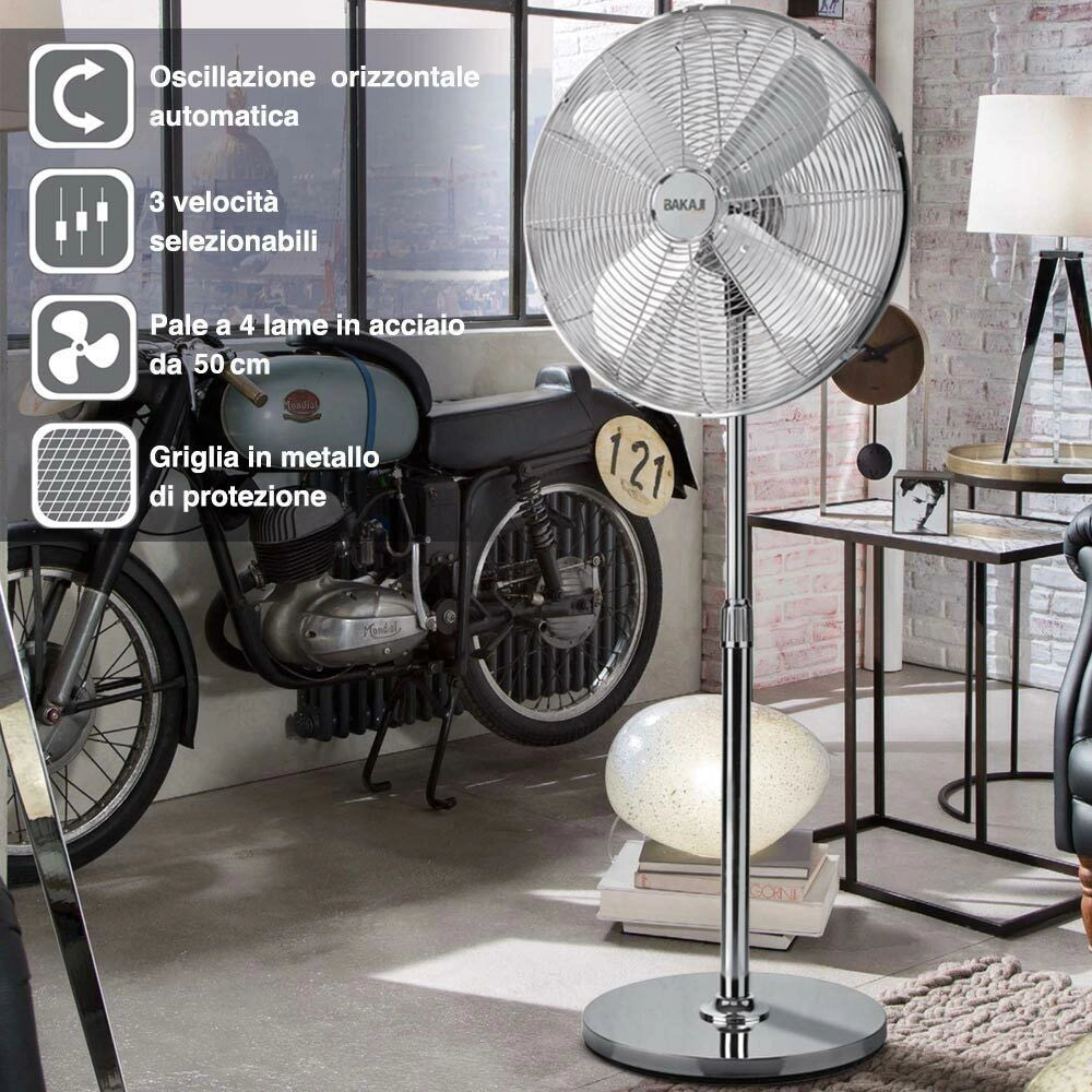 Ventilatore Colonna Piantana in Acciaio Inox 60W 50cm 3 Velocita Regolabile