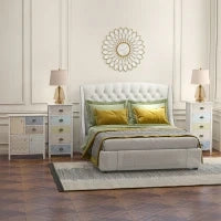 Cassettiera con 2 Cassetti, 3 Ripiani a Sportello, Legno di Pino, 68x34x80cm, Bianco