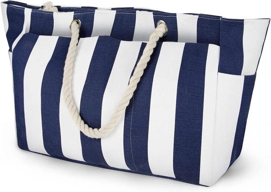 Badia per il mare XXL con chiusura a raffia - blu e bianche strisce