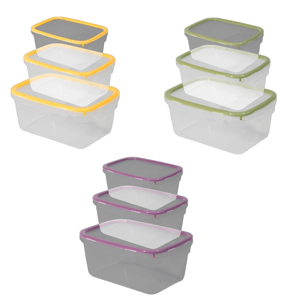 Set 3 Pezzi Frigobox Contenitori da Cucina Rettangolare Ermetico Colors