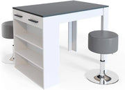 Set di tavoli da pranzo Repose, Antracite/bianco, 67 x 100 cm con 2 sgabelli, adatto come piano di lavoro o area di appoggio aggiuntiva