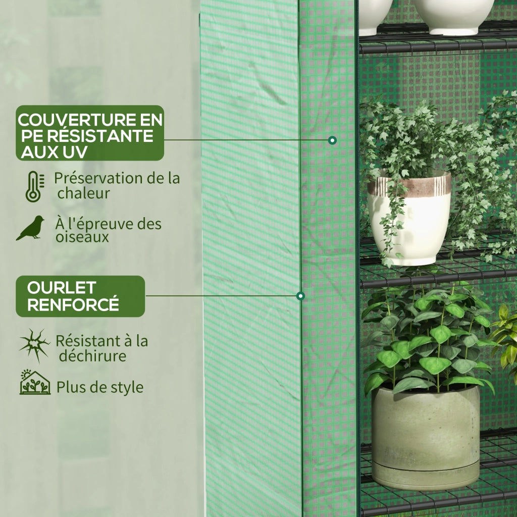 Serra 4 livelli con copertura in PE rinforzato ¨C zephmum ¨C verde 120x50x170 cm