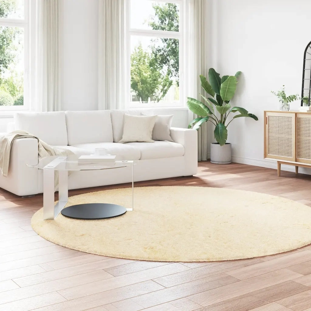 Tappeto Shaggy a Pelo Lungo NAVARRA Crema 240x240 cm poliestere