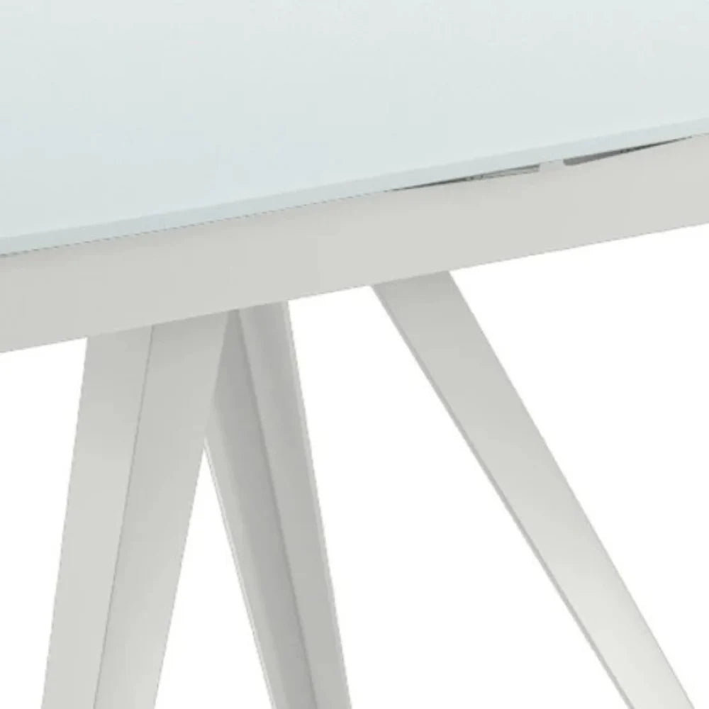 Tavolo da pranzo allungabile in vetro temperato bianco Float 120-180x90 cm fino a 8 posti | Duzzle