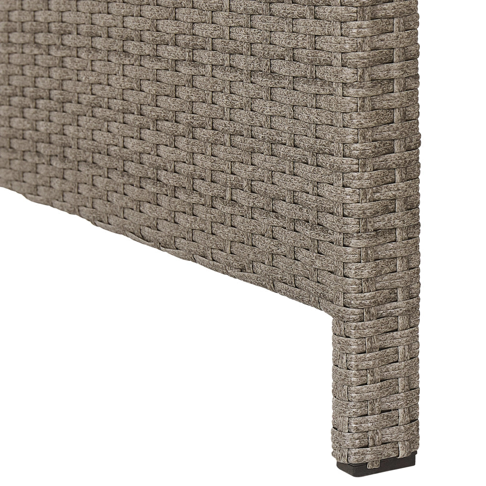 Set Divani Da Giardino Grigio Rattan Sintetico Cuscini Taupe Divano 5 Posti Tavolo Rettangolare 2 Poltrone 2 Pouf Set Da Pranzo All'aperto