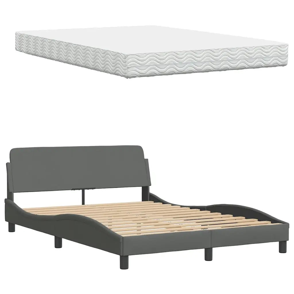 Letto con Materasso Grigio Scuro 140x190 cm Tessuto 3310735