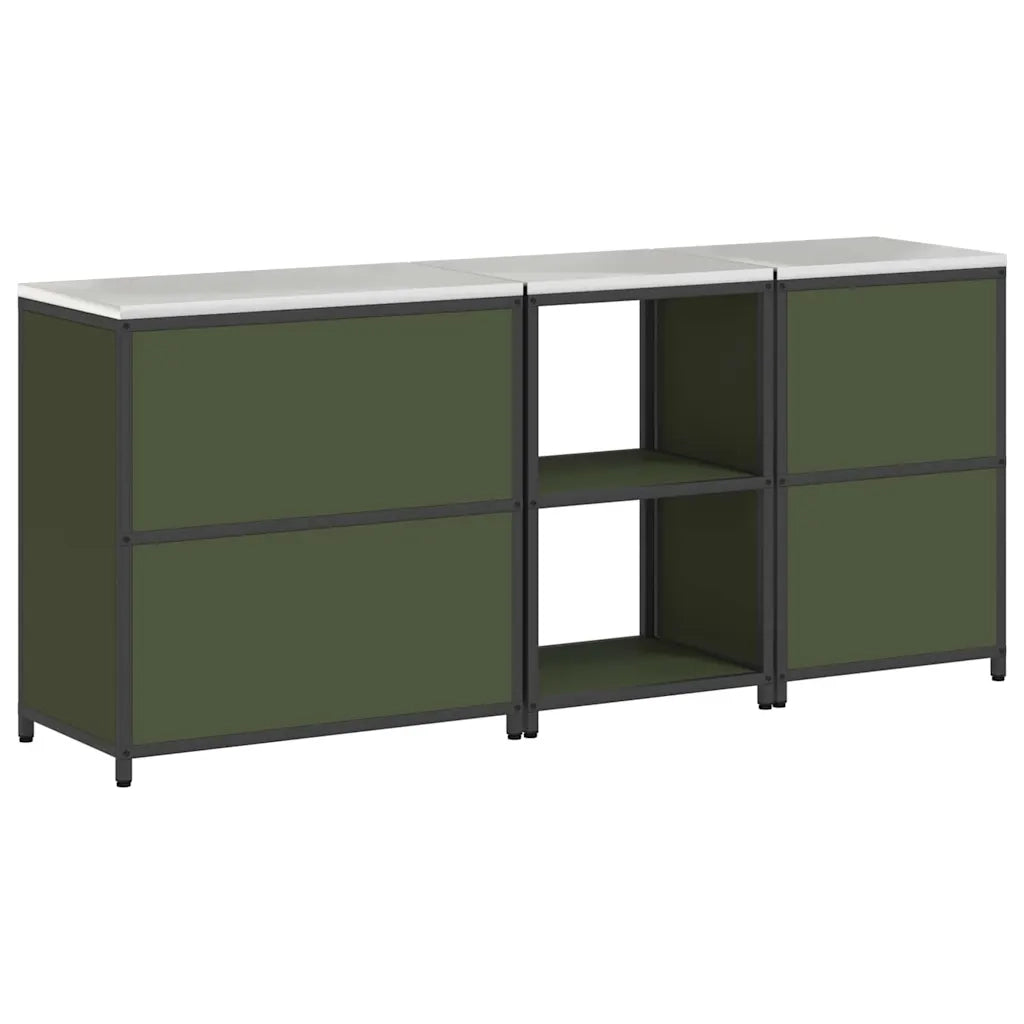 vidaXL Set di Stoccaggio per Cucina 3 pcs Verde oliva 210 x 50 x 92 cm