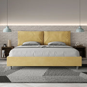 Letto imbottito Matrimoniale 190x190 cm Large - Senza rete,Microfibra,Ocra