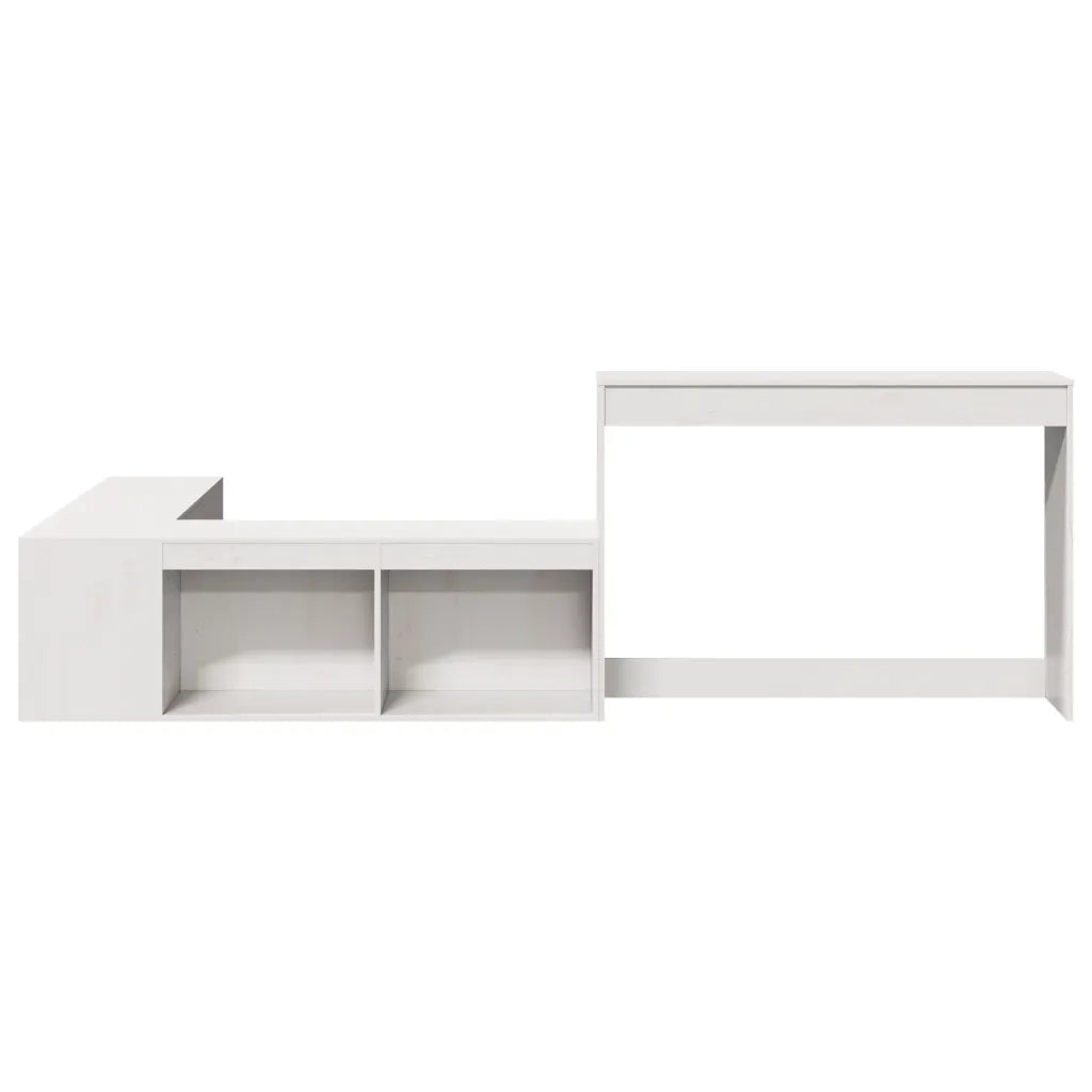 Comodino con Scrivania Bianco 232x112x75 cm in Legno di Pino 855760
