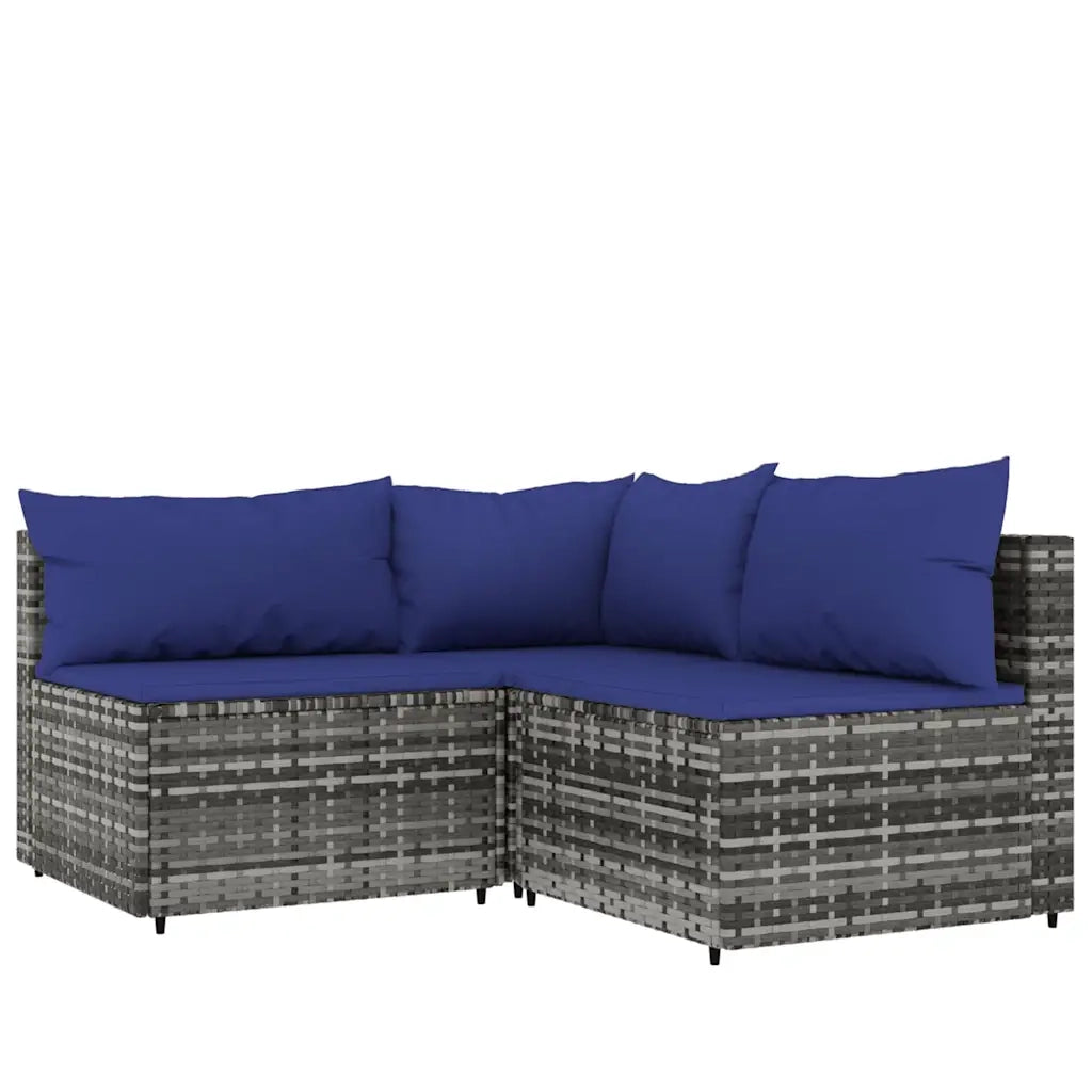 Set Divani da Giardino 4 pz | Set Salotto da Giardino con Cuscini in Polyrattan Grigio