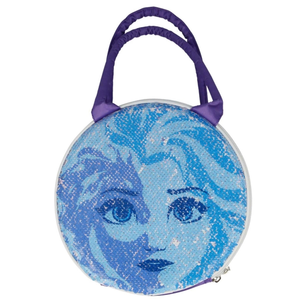 Borsa Termica Rotonda per il Pranzo con Paillettes e Manici 24x8cm Blu Frozen