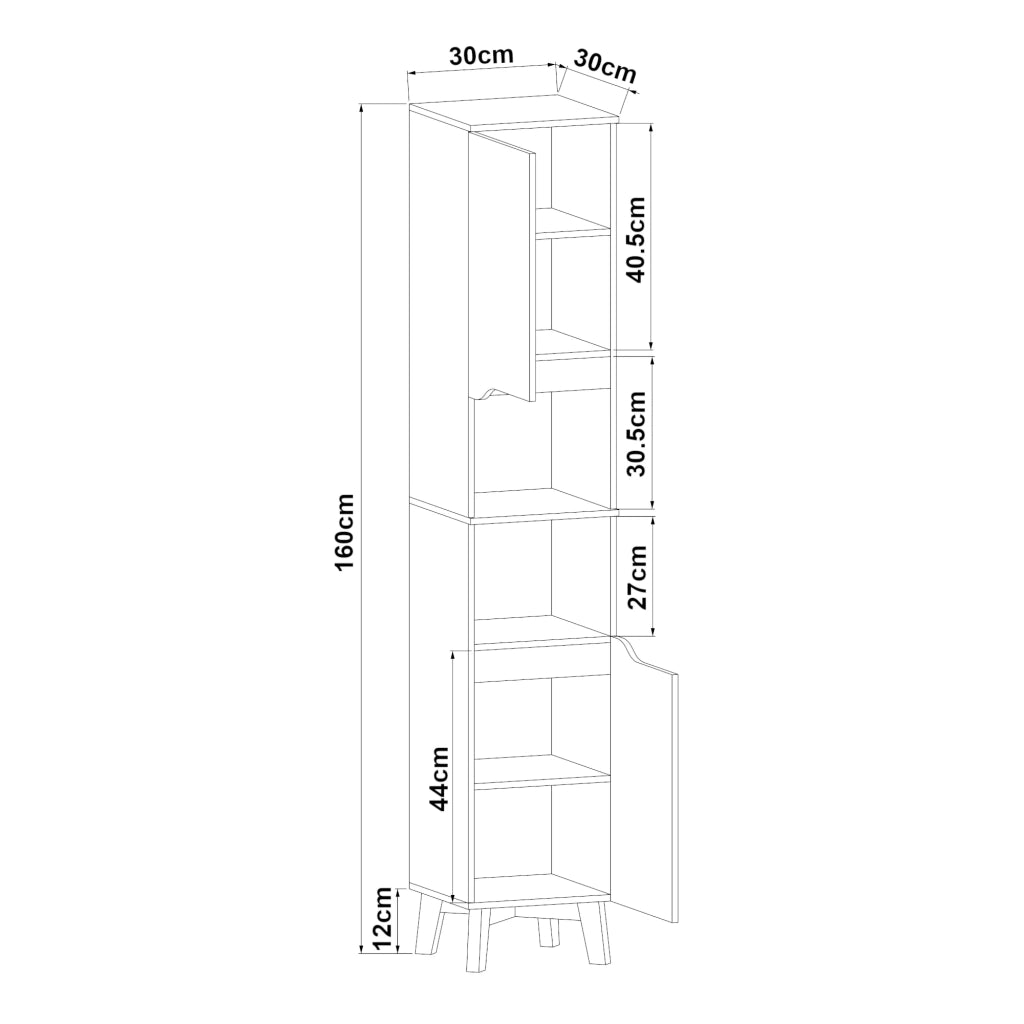Mobile colonna bagno 160 x 30 x 30 cm grigio 03_0009953