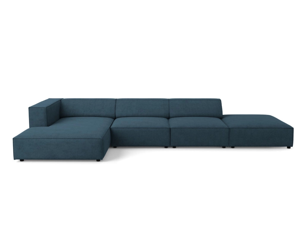 Cosmopolitan Design - Divano angolare sinistro "Arendal" 5 posti in ciniglia con effetto a coste blu scuro 
