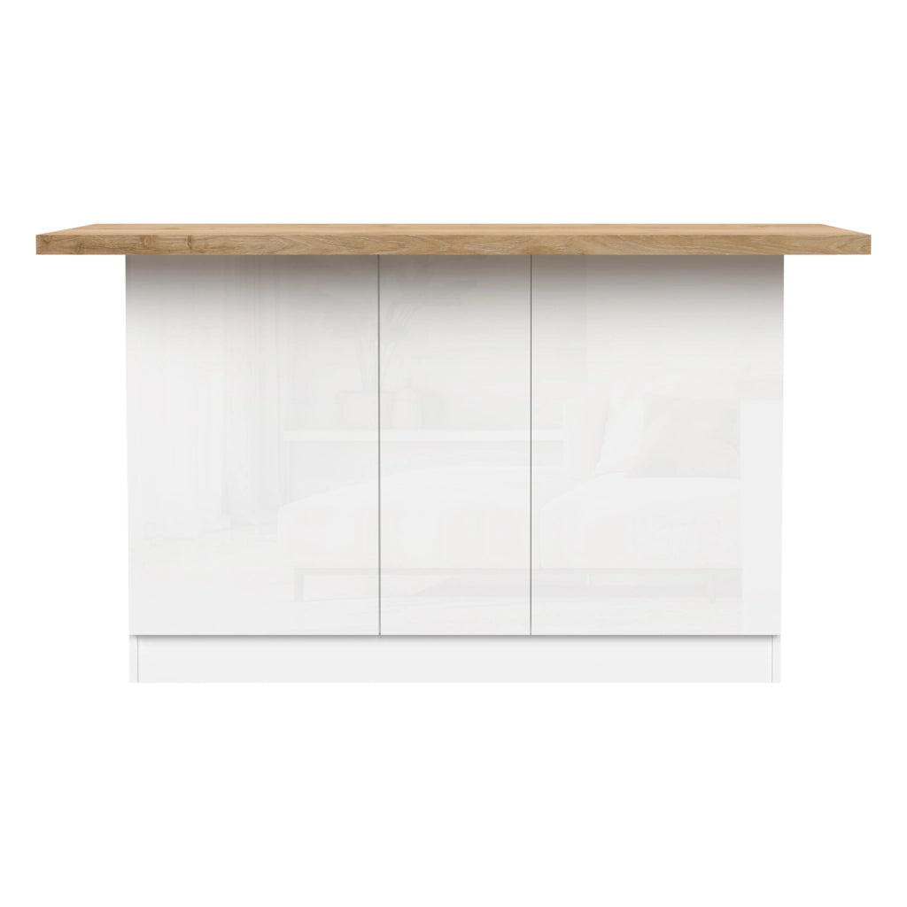 Mobile Dispensa Migani, Isola da Cucina 3 Ripiani Made in Italy, 160x80x90h cm Bianco Lucido
