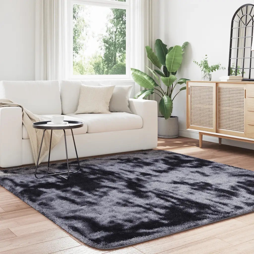 Tappeto Shaggy a Pelo Lungo NAVARRA Grigio Scuro 200x200 cm