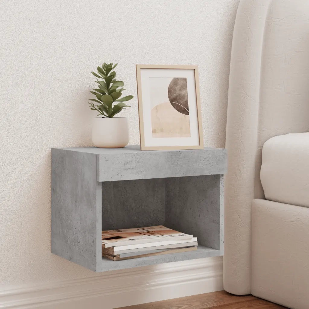 Comodino con Luci LED a Parete Grigio Cemento 837119