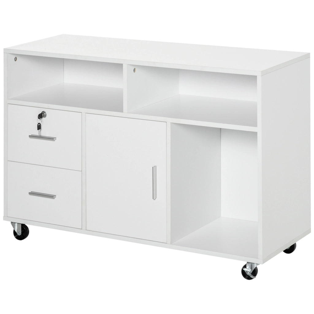 Scrivania con cassetti e ruote ¨C zephmum ¨C bianco 100x35x65 cm