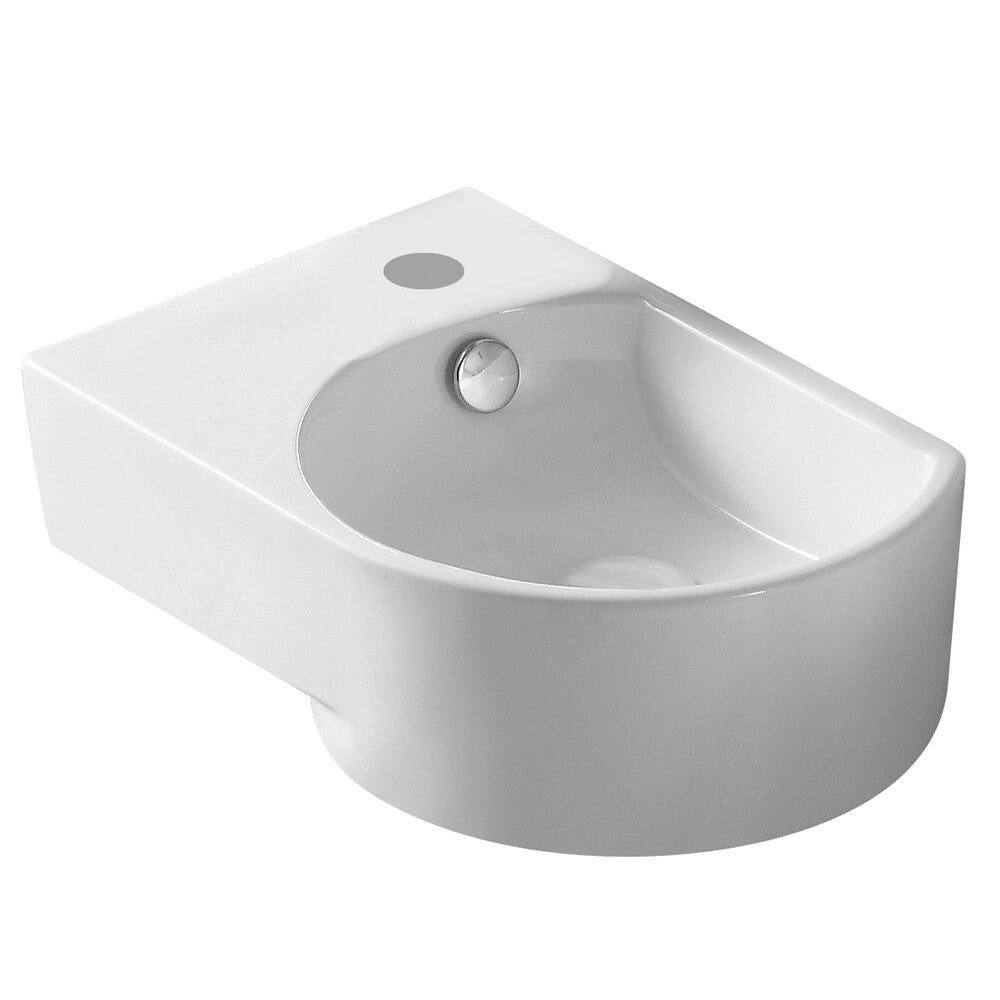 Lavabo 40,5x27 ad installazione sospesa su lato destro con foro rubinetteria e troppo pieno
