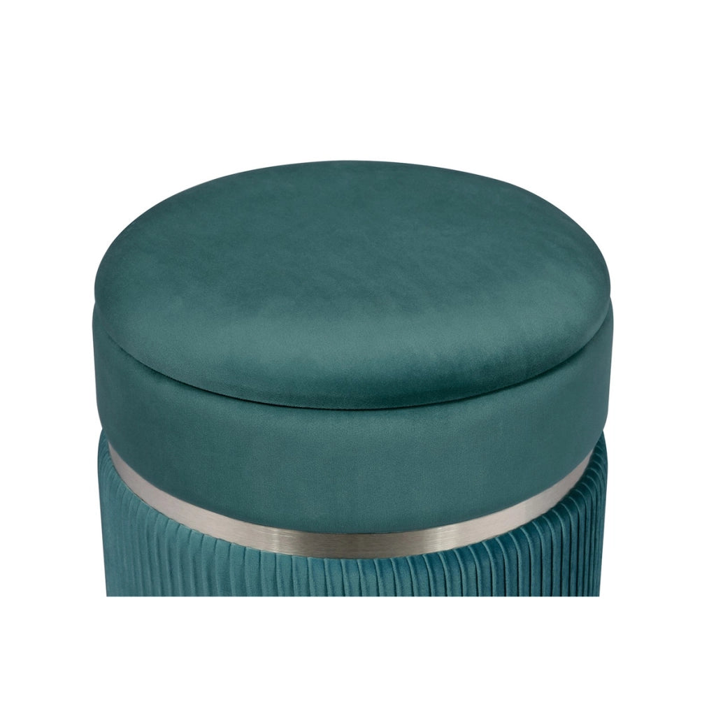 Set di 2 Pouf Contenitore Zora in Velluto Petrolio e Argento