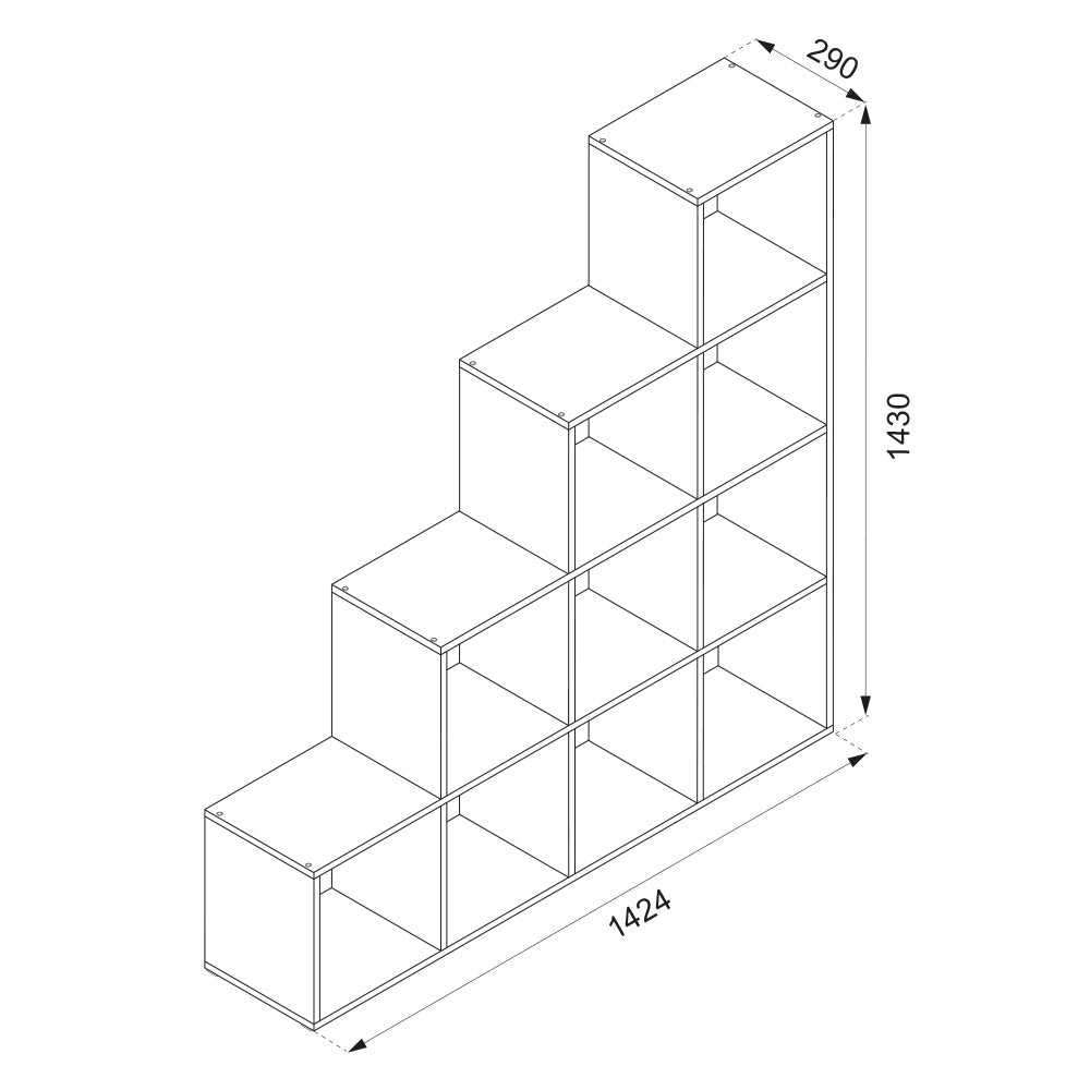 Vicco Scaffale per scale Nero 142.5 x 140 cm