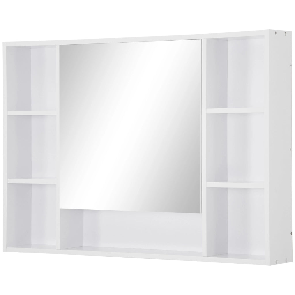 Armadietto Bagno con Specchio Ante e Ripiani ¨C Zephmum ¨C Bianco 100x15x70 cm