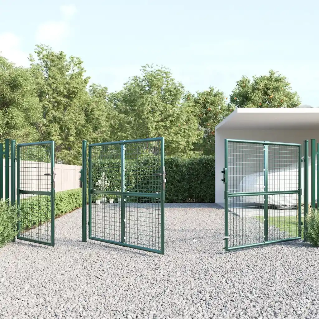 Cancello da Giardino in Rete Verde 400x125 cm in Acciaio Zincato 154537