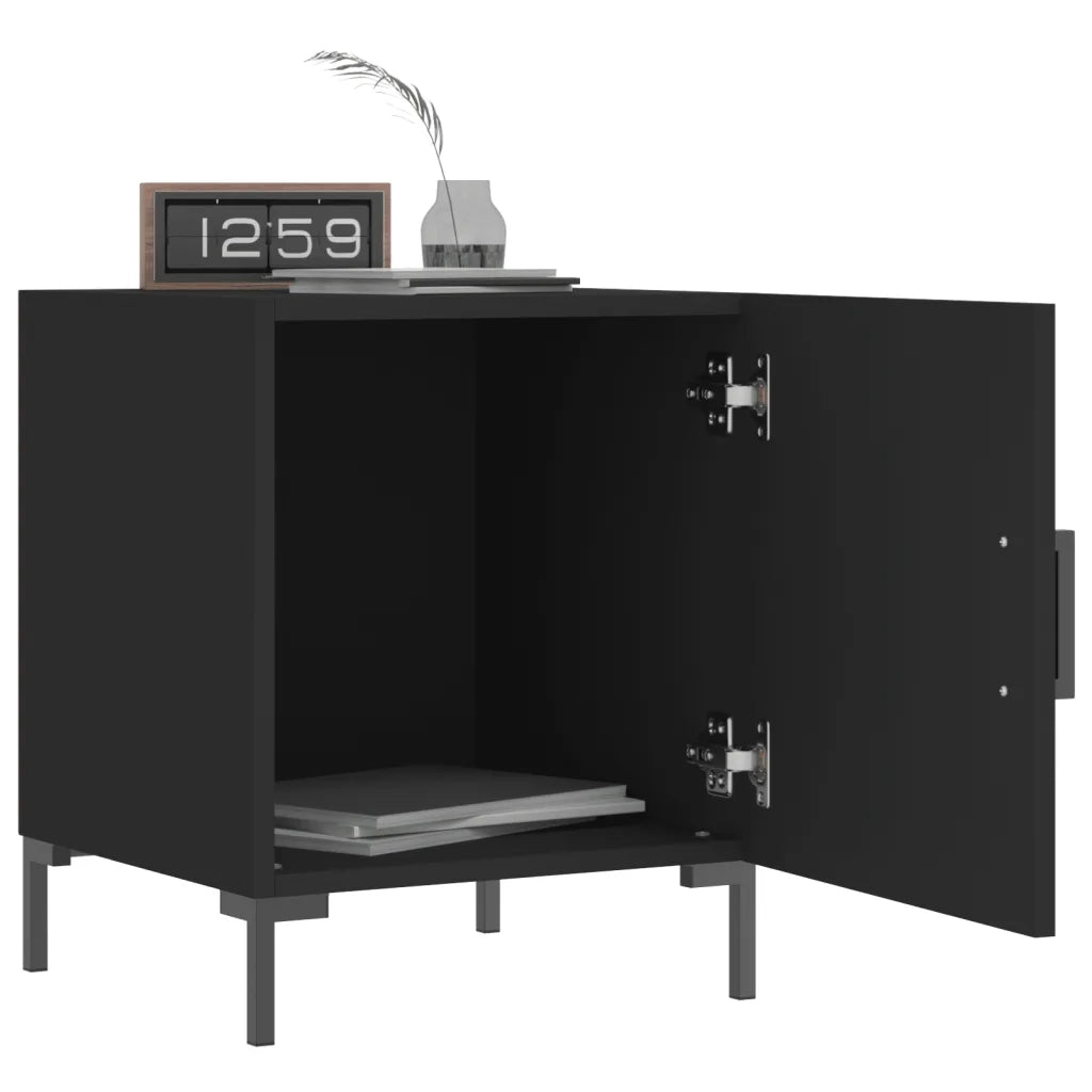 Set di 2 Comodini | Armadio da Notte | Mobiletto da notte Neri 40x40x50 cm in Legno Multistrato