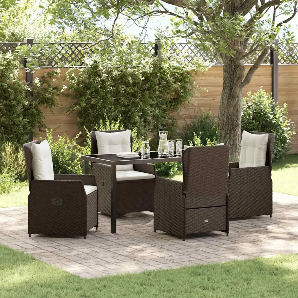 Set da Pranzo per Giardino 5 pcs Marrone polyrattan 3380948