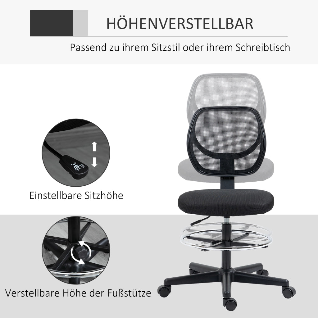 Sedia da ufficio ergonomica girevole con altezza regolabile poggiapiedi e schienale in rete nera