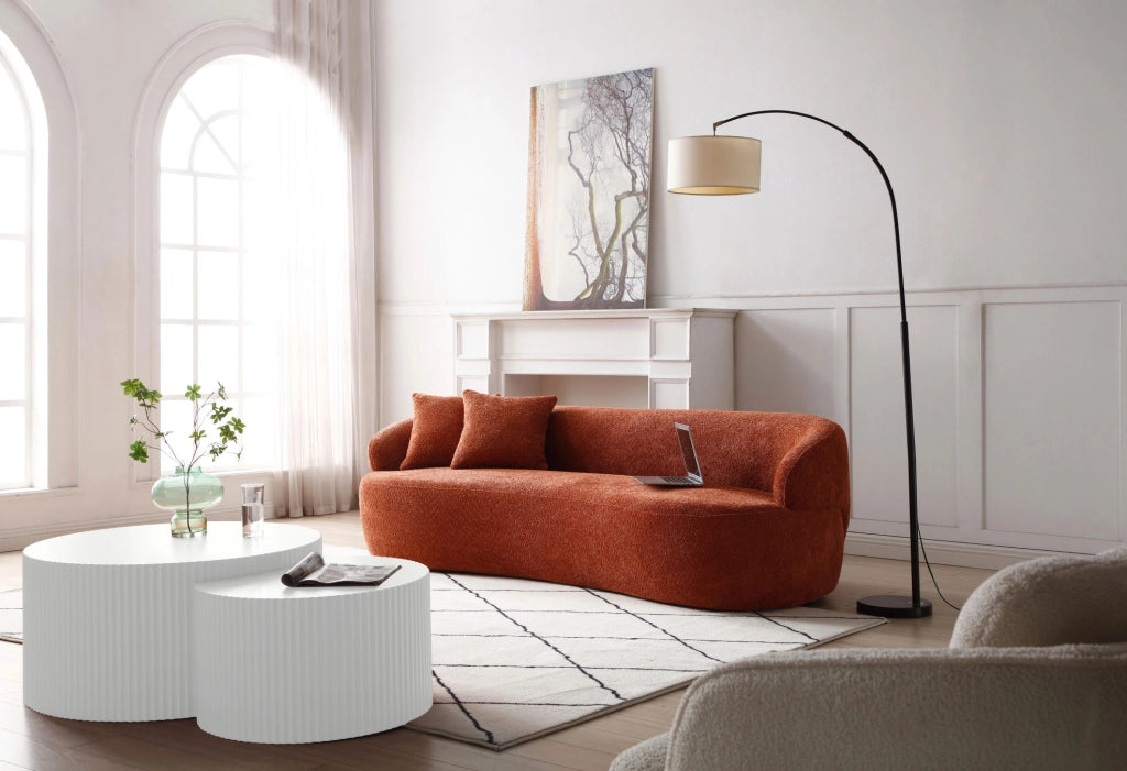 Set di 2 tavolini da salotto ad incastro in MDF bianco; ?60 e ?40 cm