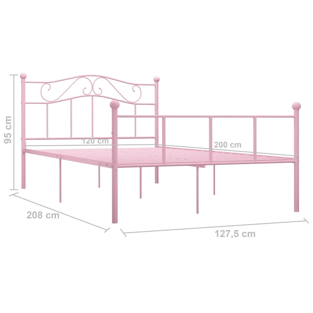 Letto matrimoniale | Letto per adulti | Giroletto Rosa in Metallo 120x200 cm
