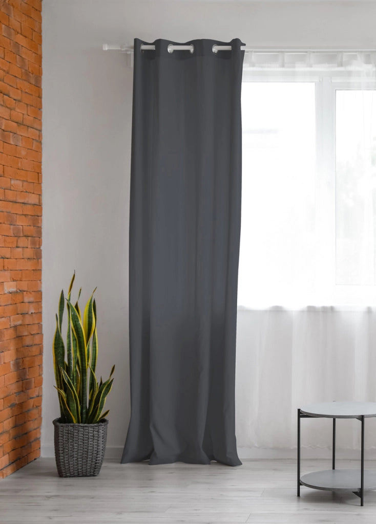 Tenda Semioscurante 140 x 290 Cm Moderne Con Occhielli  Piombo - 1 Tenda