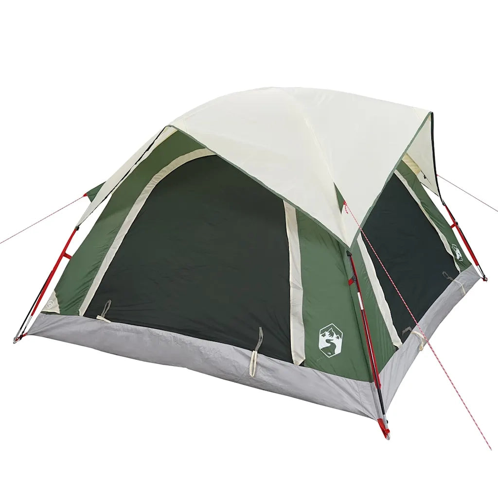 Tenda da Campeggio a Cabina per 4 Persone-Tenda per Escursionismo Verde Impermeabile 800396