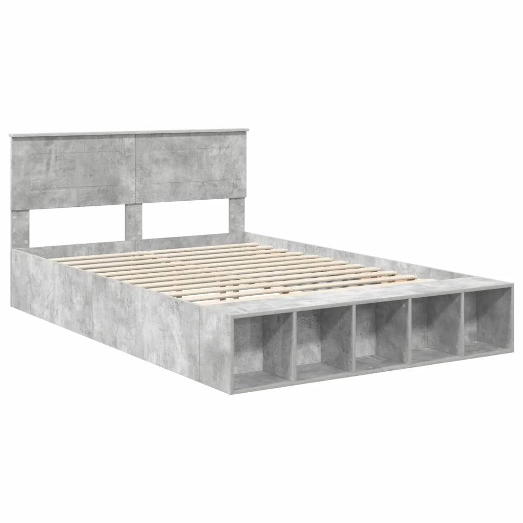 Struttura del letto con lo scaffale Grigio cemento 150 x 200 cm 3408357