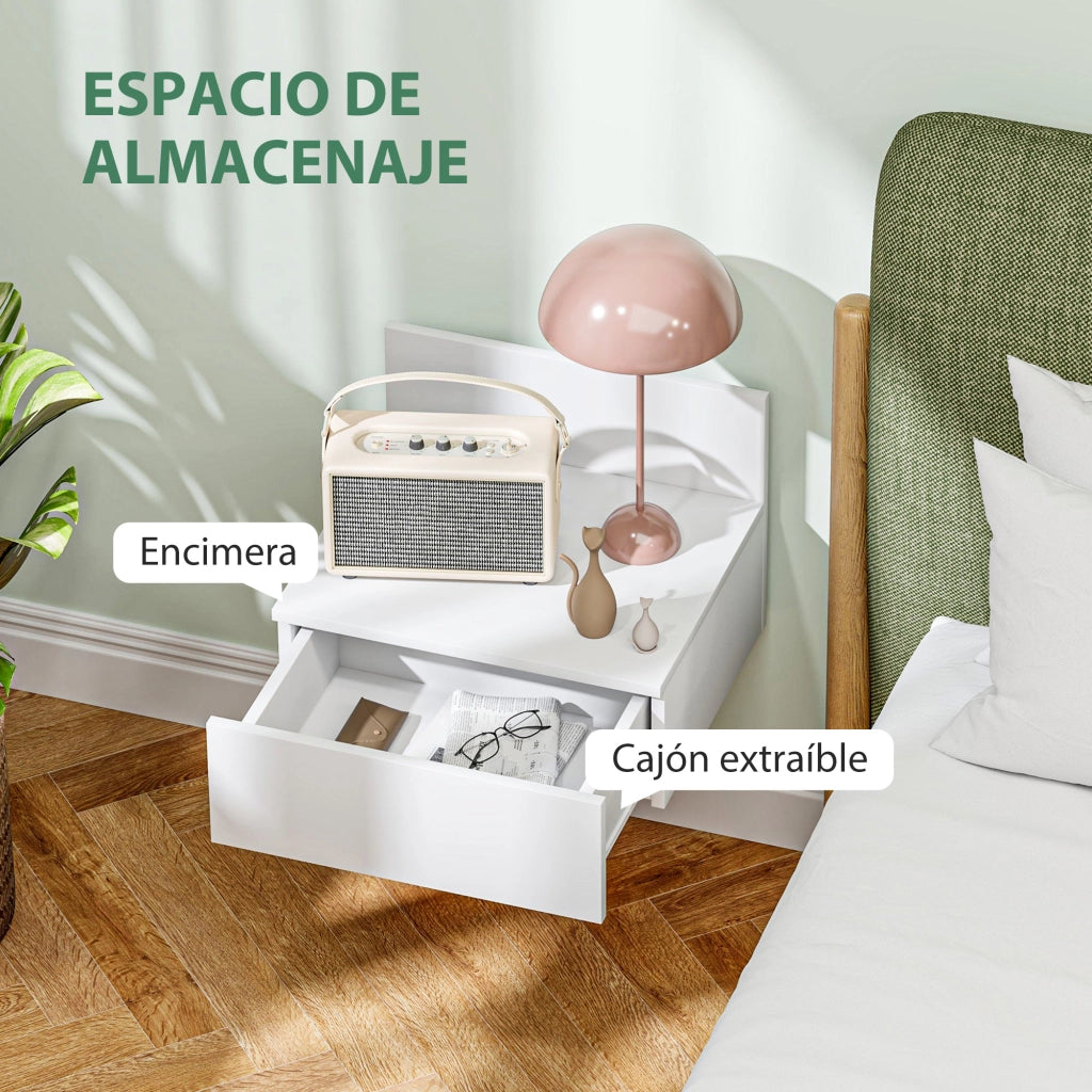 Comodino a Parete con Cassetto ¨C zephmum ¨C Bianco 43x36,5x30,5 cm