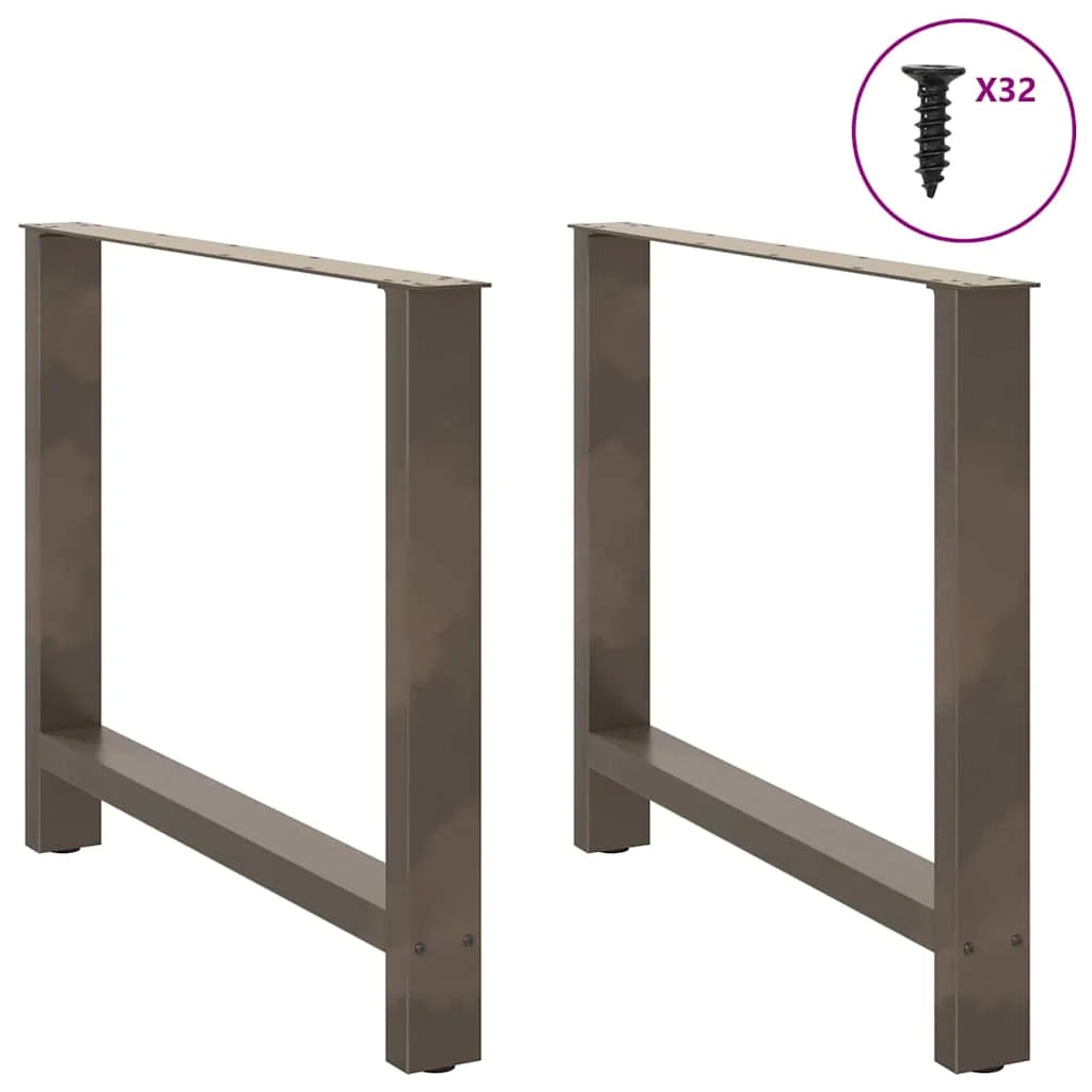 Set di 2 gambe per tavolo da pranzo in acciaio 100 x 72-73 cm design moderno robusto acciaio naturale 02_0057563