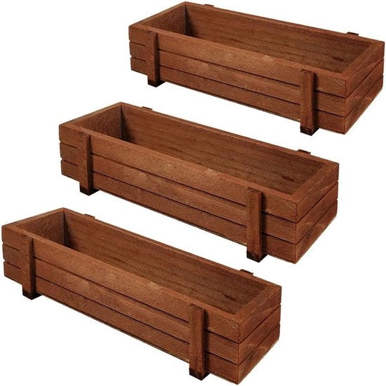 Set di 3 Vasi in Legno per Piante Decorative Bicchiere Esterno Interno Casa Giardino