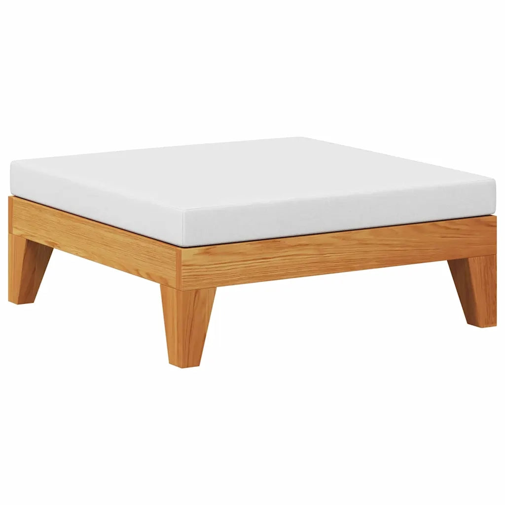 Sedia da giardino-Poggiapiedi con Cuscino Bianco Crema in Massello d'Acacia 398956