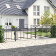 Cancello da Giardino con Parte Superiore Arcuata Assen Grigio 42008958