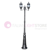 ENEA Lampione a 2 luci h.242 in Alluminio per Esterno Viale Giardino NERO-ARGENTO