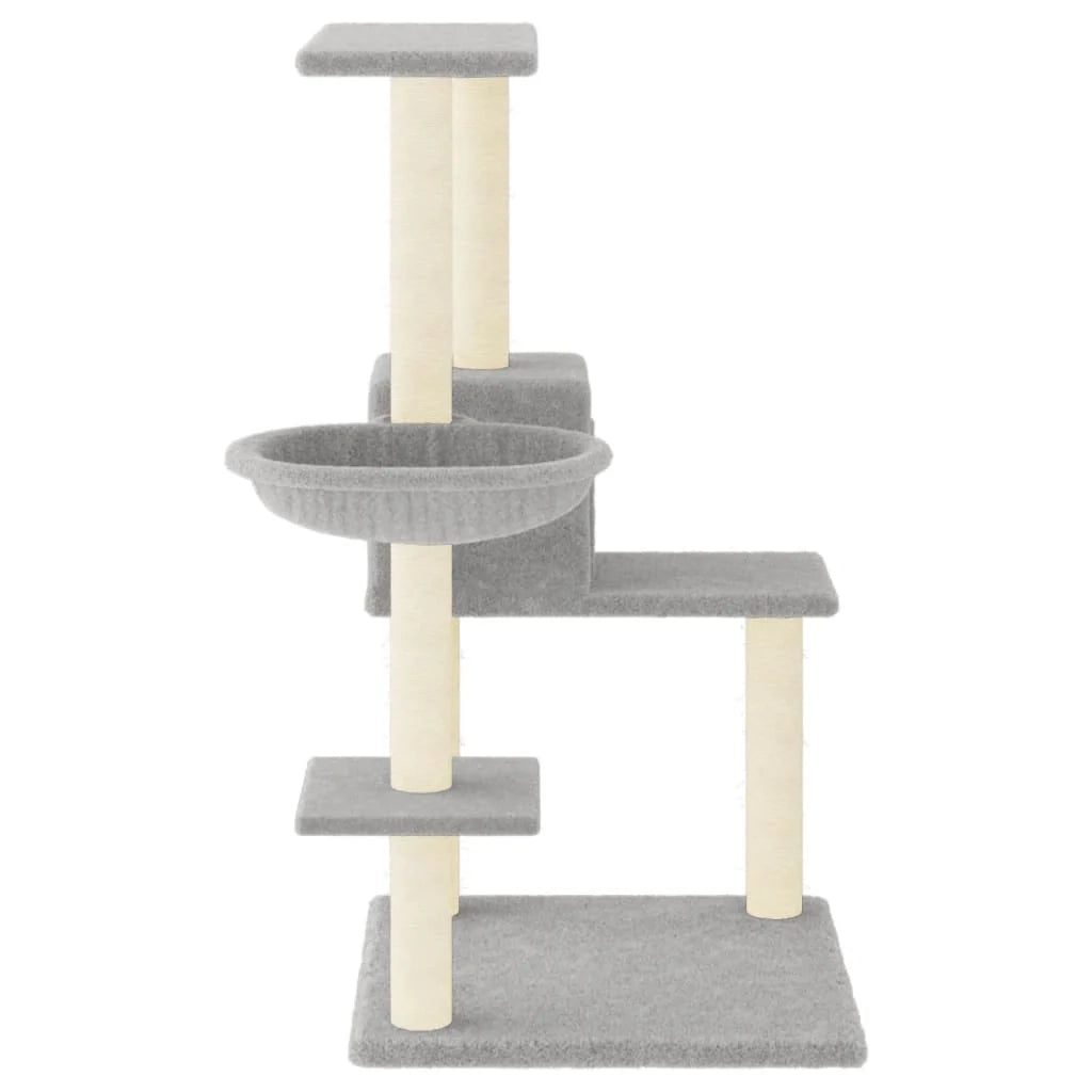 Tiragraffi per gatti torre per arrampicata giocattolo piattaforma per arrampicata con tiragraffi in sisal leggero 95 cm grigio 02_0022630