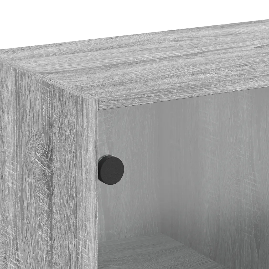 vidaXL Mobile a Muro con Ante in Vetro Grigio Sonoma 68x37x68,5 cm