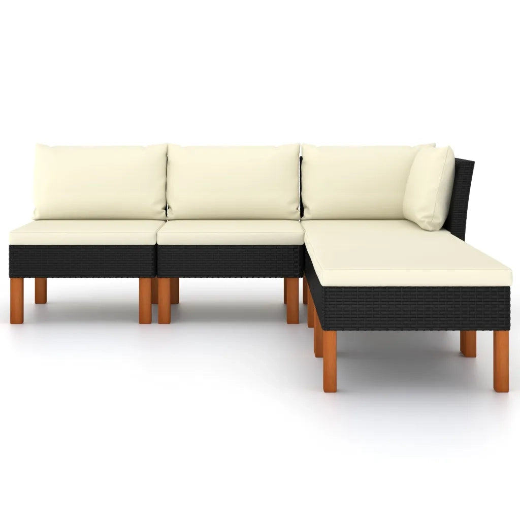 Set Divani da Giardino 5 pz con Cuscini in Polyrattan Nero cod mxl 40508